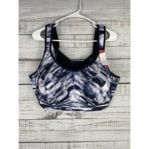 Livi Sports Bra Underwire High Impact 46DDD Black Floral Adjustable Active